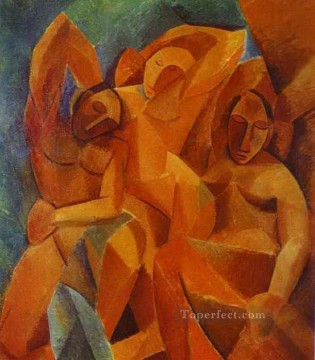 three women at the table by the lamp Painting - Three Women 1908 Abstract Nude